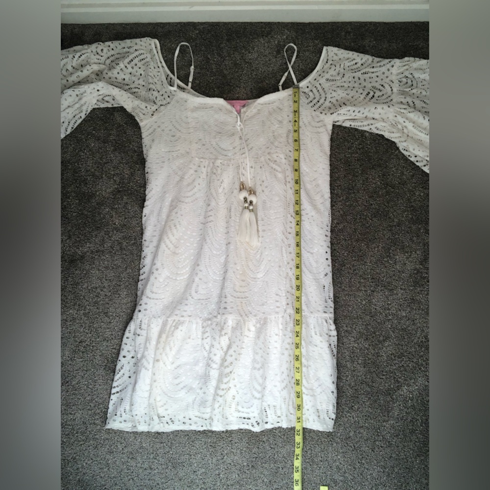 Lilly Pulitzer Alanna Dress in Marine Tropic Lace Resort White Size Medium - Picture 14 of 16
